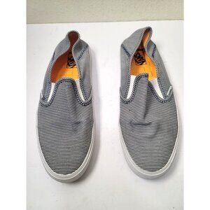 Vans Women's 9 Slip-On Sneakers Blue & White Striped‎ Canvas Vacations Festival